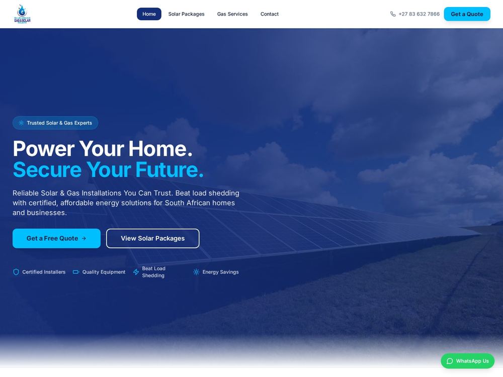 Blue Umlilo Gas & Solar homepage preview